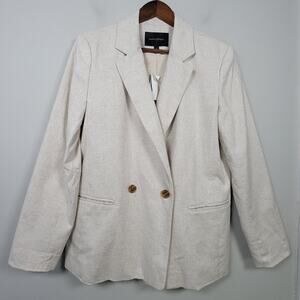 NWT Banana Republic Womens 10 Linen Blend Beige Double Breasted Blazer